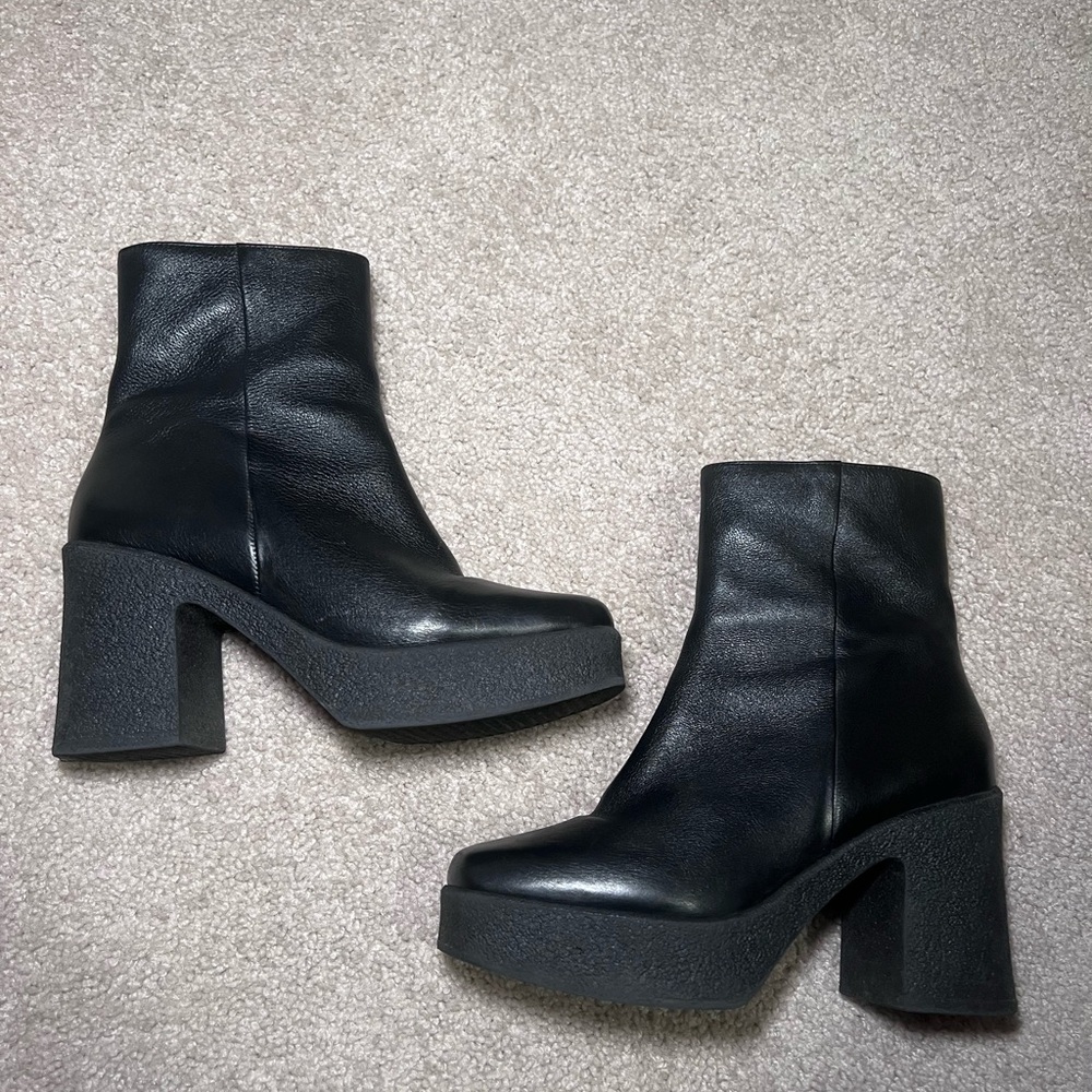 Seychelles Black Platform Block-Heel Leather Boots - Picture 9 of 9